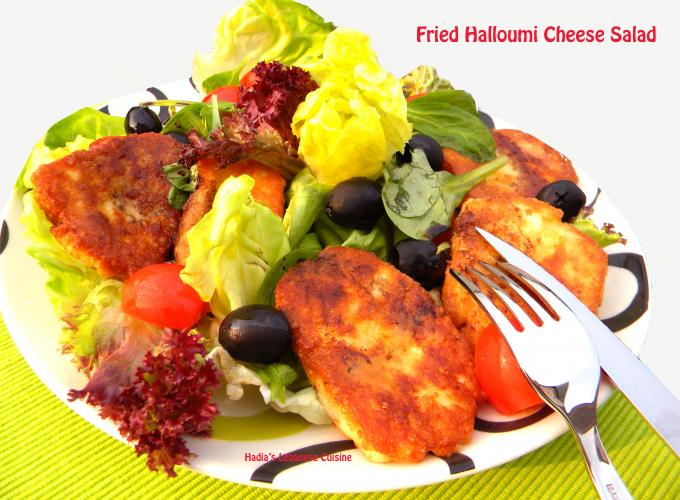 Fried Halloumi Cheese Salad
