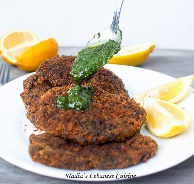 Breaded fish patties with basil
