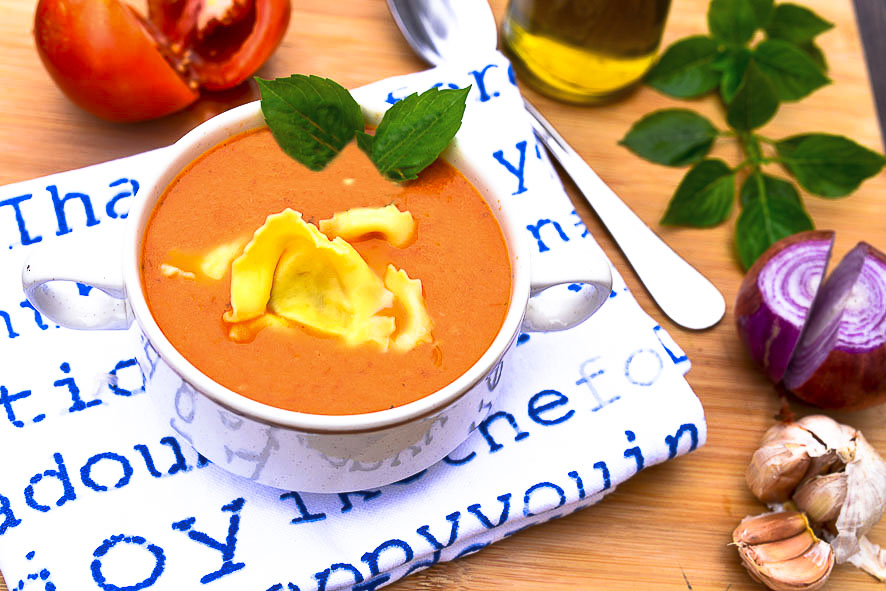 Roasted Tomates and Tortellini Soup