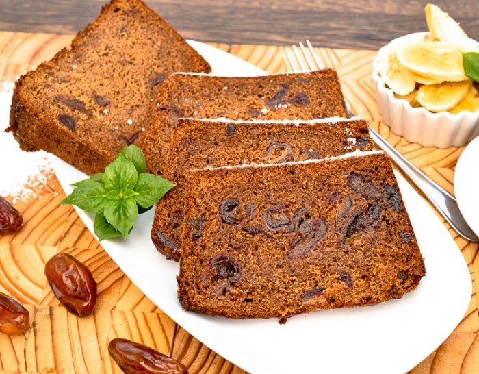 Banana and Date Bread with Tahini and Carob Molasses