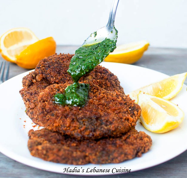 Breaded fish patties with basil