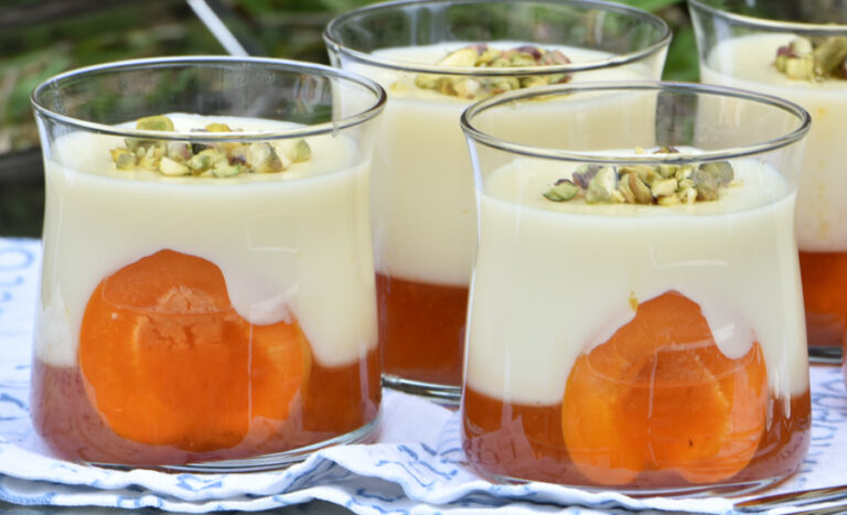 Muhallabia with Apricot Coulis on-the-Bottom | Hadias Lebanese Cuisine